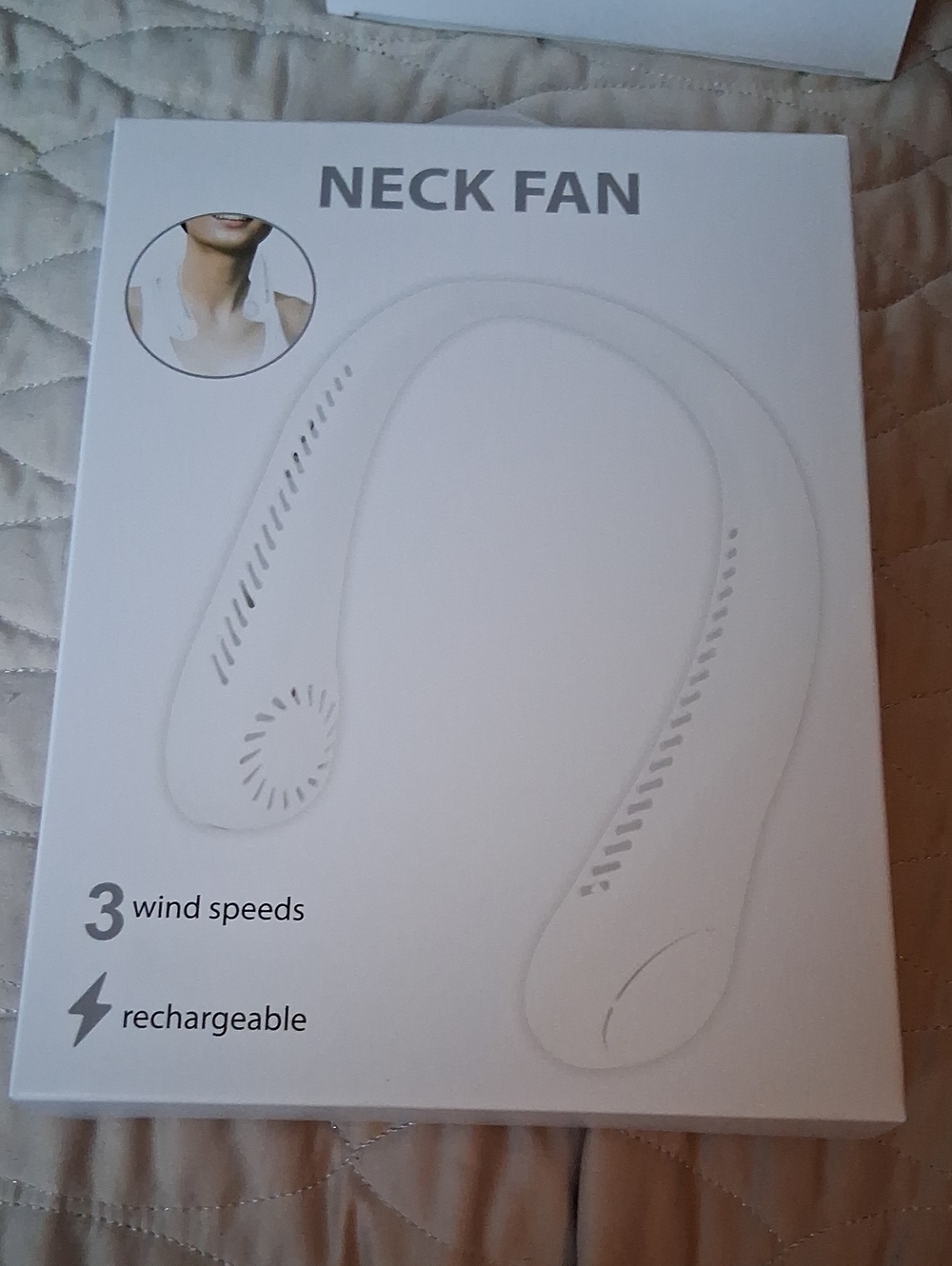 White Rechargeable Neck Fan - Hands-Free Cooling